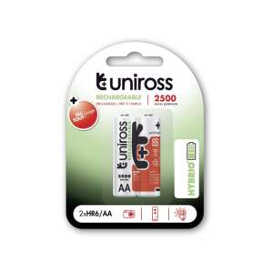 Uniross AA újratölthető akkumulátorok, 2500 mAh, 2 db-os csomag - Uniross