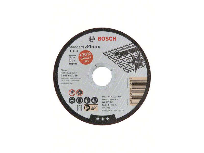 BOSCH tăietor disc drept Standard pentru Inox - Rapido, WA 60 T BF, 115 mm, 22,23 mm, 1,0 mm