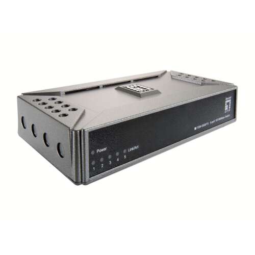 LevelOne FSW-0508TX 5 portos 10/100Mbps Fast Ethernet kapcsoló, ferde nézet - LevelOne