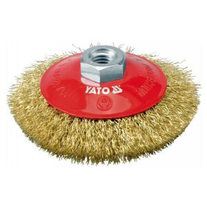 YATO 100mm Messingbeschichtete Drahtbürste für Winkelschleifer M14 Gewinde - Zubehör für Schleifmaschinen