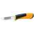 Fiskars heavy duty knife with sharpener, orange and black handle