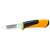 Fiskars heavy duty knife with sharpener, orange and black handle