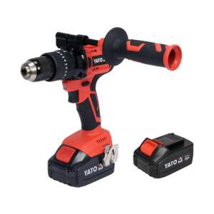 YATO 18V Cordless Hammer Drill Driver with 2 Batteries and Side Handle - Drill and Screwdriver