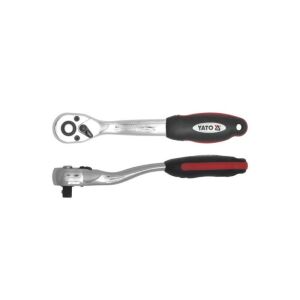YATO 3/8 cala Rękojeść z grzechotką, 200mm zagięty trzonek, 72 zęby, stal chromowo-wanadowa - Yato Klucz do wtyczek