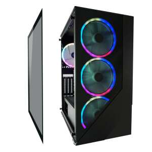 Carcasă PC Gaming LC-Power 803B cu panou lateral din sticlă călită, negru - LC-power