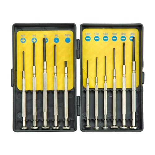 Precíziós csavarhúzó készlet, 11 darabos, tokban