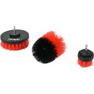 YATO Nylon Bürsten Set, 3-teilig, Bohraufsatz - Zubehör für Schleifmaschinen