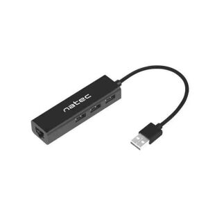 Natec DRAGONFLY USB 2.0 HUB (3 port + 1 RJ45) Black 133871361 - USB Hub