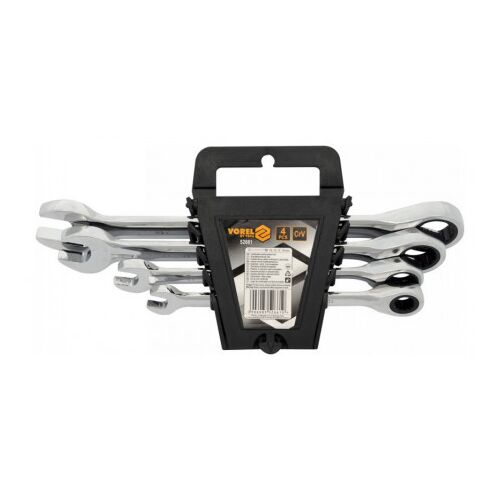 VOREL 4 darabos racsnis csillag-villáskulcs készlet (10-19 mm) CrV acél