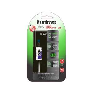 UNIROSS Smart Charger Compact 3T - LED, akkumulátortöltő AA, AAA, AAAA, C, D, 14500, 18650 és egyéb újratölthető elemekhez - Uniross