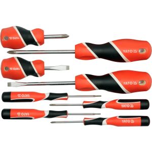 YATO 8-piece Magnetic Screwdriver Set - S2 Steel, includes Phillips and Slotted screwdrivers - Hand tool