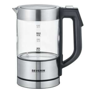 Severin WK 3458 0,5L czajnik szklany z podstawą ze stali nierdzewnej, pokazujący czajnik na podstawie - Severin