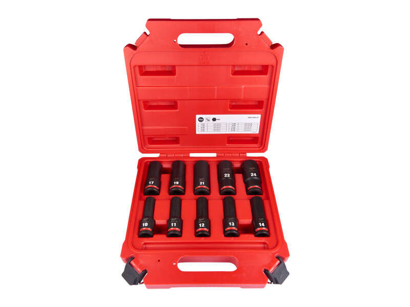 MILWAUKEE Machine long socket set 10 pieces 1/2" 10-24 mm CrMo