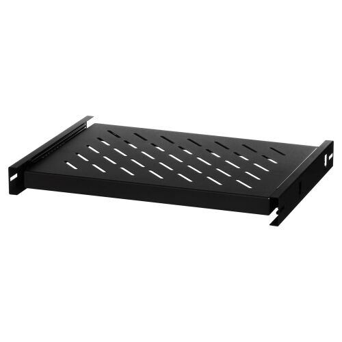 Lanberg AK-1006-B 1U 19 hüvelykes kihúzható polc rack szekrényhez, ferde nézet - Rack szekrény kiegészítő