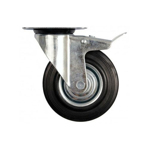 VOREL 100mm Industrie-Lenkrolle mit Bremse, 60kg Traglast