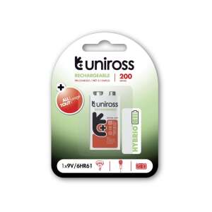 Uniross 9V 200mAh újratölthető akkumulátor, 1 db-os csomag - Uniross