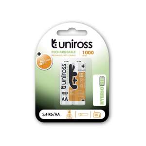 Uniross újratölthető AA akkumulátorok, 1000 mAh, 2 db-os csomag - Uniross