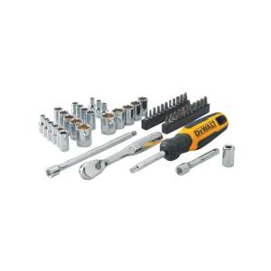 DEWALT 50-teiliges Steckschlüssel- und Bitsatz, enthält Steckschlüssel, Bits, Ratsche, Verlängerungsstange und Schraubendreher - Dewalt