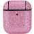 Różowe błyszczące etui ochronne do Apple AirPods, widok z góry