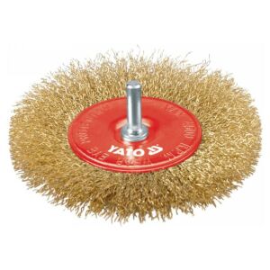 YATO 100mm Perie circulară cu tijă, acoperită cu alamă, pentru burghiu, îndepărtarea ruginii, pregătirea suprafeței - Accesorii pentru unelte
