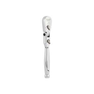 Milwaukee 1/4 inch drive flex head ratchet wrench, 140mm long, 90 teeth, 90 degree swivel, straight handle - Socket Wrench