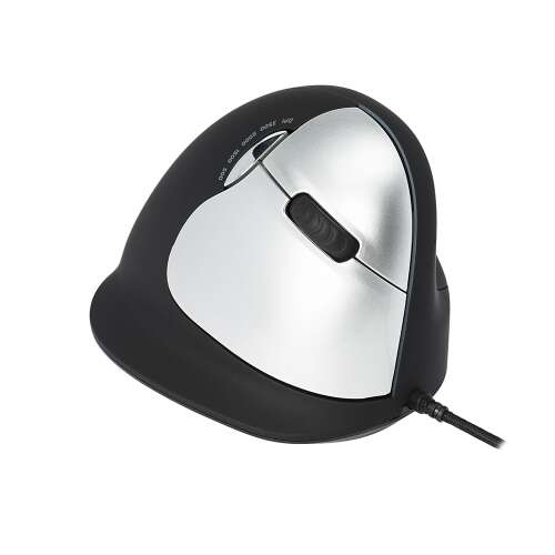 R-Go Tools HE USB Mysz pionowa - Czarna/Srebrna (prawa, duża)