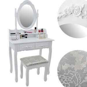 Funfit vintage Fésülködőasztal tükörrel és székkel #fehér