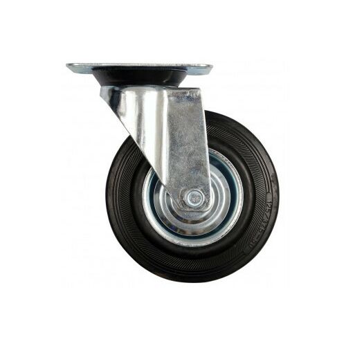 VOREL 100mm Przemysłowe kółko obrotowe z czarną gumową oponą