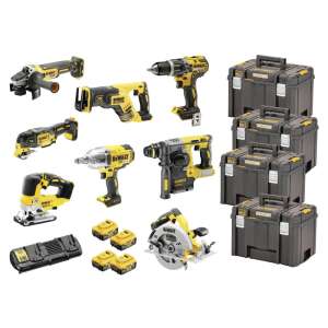 DEWALT 18V Akkus kombó szett DCK865P4T, 10 szerszámos készlet 4 akkumulátorral és 3 dobozzal - Dewalt