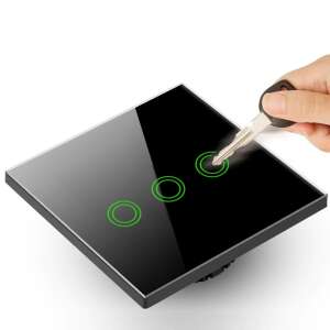 Maclean MCE705B potrójny przełącznik dotykowy z podświetleniem LED, czarne szkło, nowoczesny design, łatwy w instalacji - Maclean Przełącznik energii elektrycznej