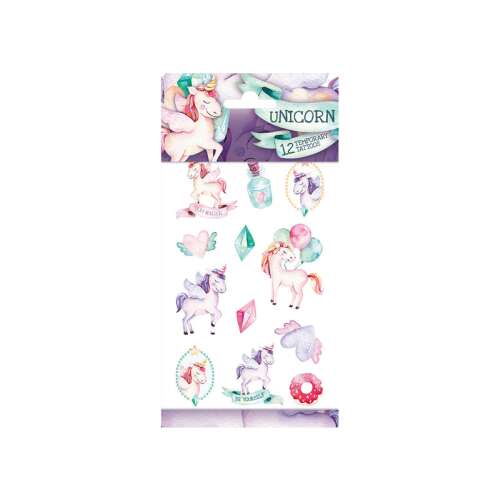 Unicorn temporary tattoos, 12 tattoos, unicorn stickers, kids tattoos, unicorn party supplies