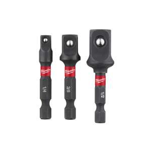 Milwaukee 3-częściowy zestaw adapterów do nasadek, 1/4 cala Hex na 1/2, 3/8, 1/4 cala adaptery kwadratowe - Klucz do wtyczek