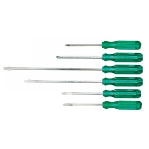 Set șurubelnițe 6 piese (71236), Set de șurubelnițe cu 6 piese cu mânere verzi - Unelte de mână