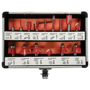 YATO 15 piece router bit set, includes various router bits for different woodworking tasks - Yato