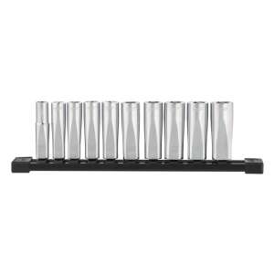 Milwaukee 10-Piece 3/8" Drive Metric Deep Socket Set with Storage Rail - Hand tool