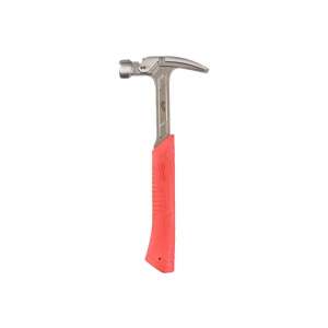 Milwaukee 450g Straight Claw Hammer with Magnetic Nail Holder, Red Handle - Hand tool