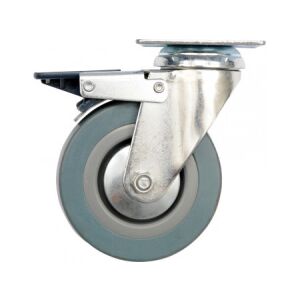 VOREL 50mm Industrie-Lenkrolle mit Bremse, graues Gummi - Industrieräder & -rollen