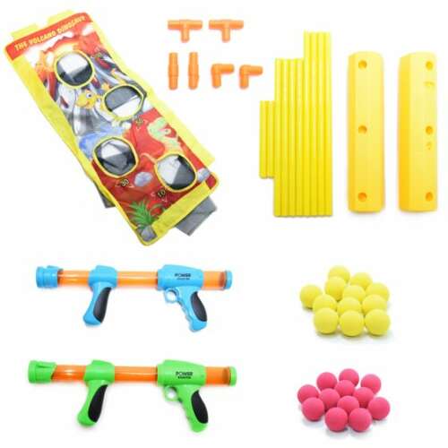 Céllövő játék szett 2 db levegős játékfegyverrel, 24 db szivacstöltény, és egy összecsukható céltábla dinoszaurusz mintával