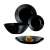 Luminarc Harena 19-teiliges schwarzes Geschirr-Set, enthält Speiseteller, Suppenschalen, Dessertteller und Salatschüssel