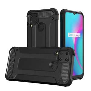 Realme 10 5G / Realme 9i 5G Hybrid Armor black phone case, two cases shown, front and back - Phone Case
