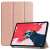 Rose gold Apple iPad 11 Pro 2020 tablet case, foldable stand, angled view