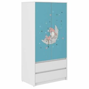 Dulap pentru copii B9 cu 2 uși și 2 sertare, cu design cu fetiță adormită - Dulapuri pentru copii