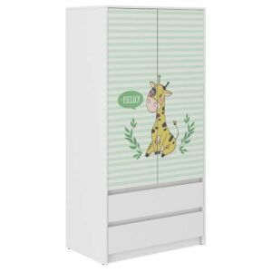 Dulap pentru copii B9 cu design girafă, 2 uși și 2 sertare - Dulapuri pentru copii