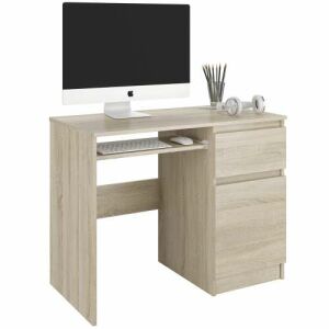 Modern N33 számítógépasztal sonoma tölgy kivitelben, billentyűzettartóval és fiókokkal - Számítógépasztal