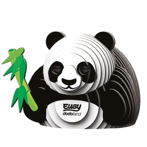 Set de construcție model 3D Panda EUGY DodoLand din carton asamblat, 29 de piese, prietenos cu mediul, lipici netoxic, de la 6 ani