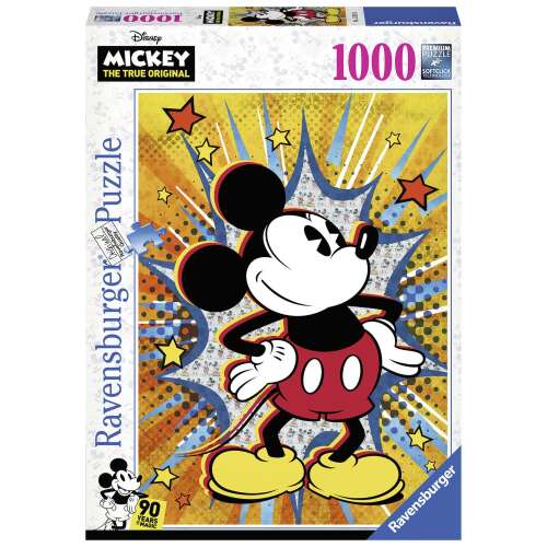 Puzzle Ravensburger 1000 piese Disney Mickey Mouse Retro, cu Mickey Mouse în stil retro de benzi desenate