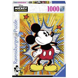 Puzzle Ravensburger 1000 elementów Disney Mickey Mouse Retro, przedstawiające Myszke Miki w retro stylu komiksowym - Disney Puzzle