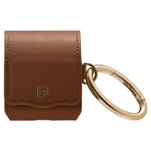 Spigen La Manon barna bőr AirPods tok arany karabinerrel - Spigen