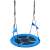 Blue Pepita nest swing, 100cm diameter, steel frame, Oxford fabric, hanging from ropes with flags