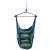 Pepita single hanging chair with cushions, blue and green striped, front view